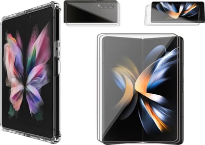 Hoesje geschikt voor Samsung Galaxy Z Fold 4 - 2x Screen Protector FlexGuard - Back Cover Case ShockGuard Transparant & Screenprotector