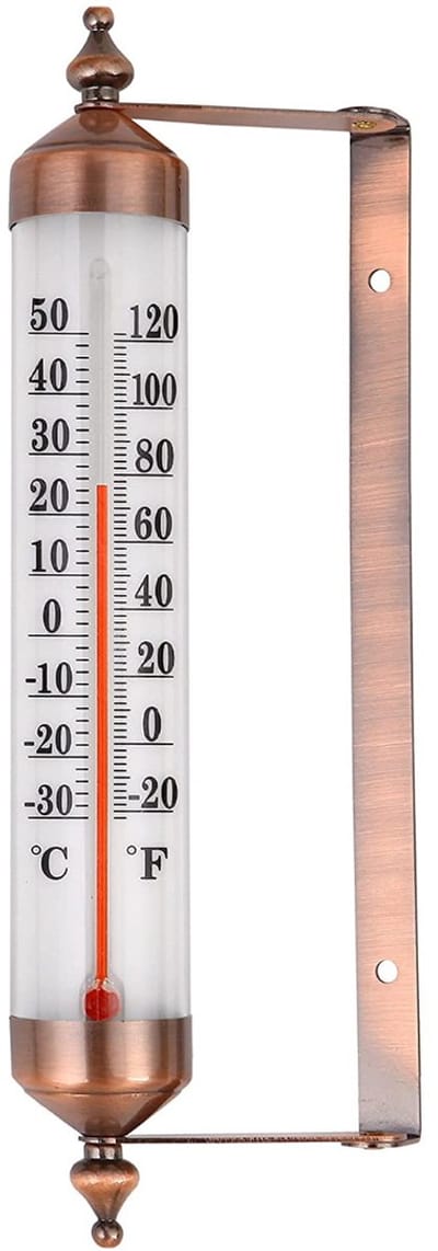 Buitenthermometer met wijzerplaat (bronslook) – elegante tuintermometer voor buitentemperatuur, kas of garage, eenvoudig op te hangen