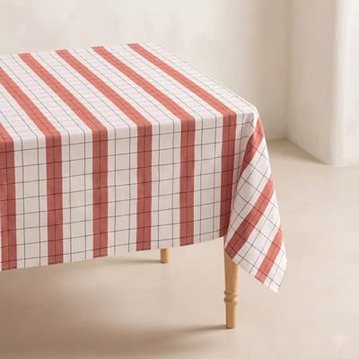 GAMUSI geruit katoenen tafelkleed met reliëfstructuur en jacquard effect – vlekbestendig design tafellaken STOKKEN – luxe tafelkleed voor keuken & eettafel 150x100 cm - Tegel