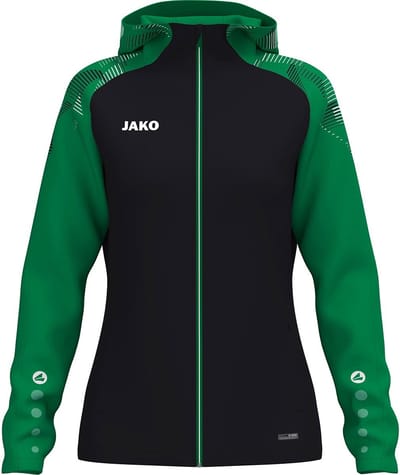 Jako Sonic Jas Met Kap Dames - Zwart / Groen | Maat: 34/36