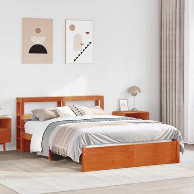 vidaXL - Bedframe - met - plank - Wasbruin - 150 - x - 200 - cm - Massief - vurenhout