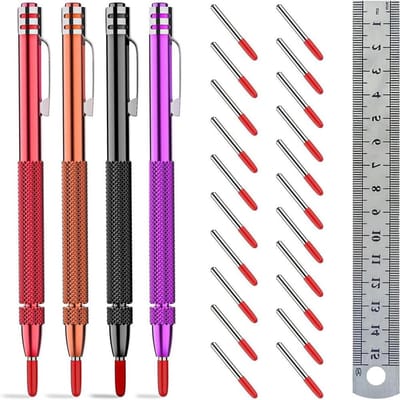 Kraspen Set - Markeerpen Graveerstift - Materialen Markeren - Met Magneet - 4 Stuks - Metaal