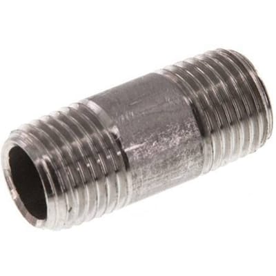 R 1/4'' RVS Dubbele Pijpnippel 20 Bar DIN 2982 - 30mm