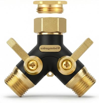2-gang waterverdeler met 1 inch aansluiting en 3/4 inch adapter, aluminium constructie, ideaal voor tuin en irrigatie