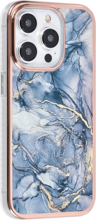 Multimedia & Accessoires Siliconen Marmer Harde Back Cover Case Hoesje geschikt voor Apple iPhone 15 Pro – TPU – Harde Plastic – Grijs