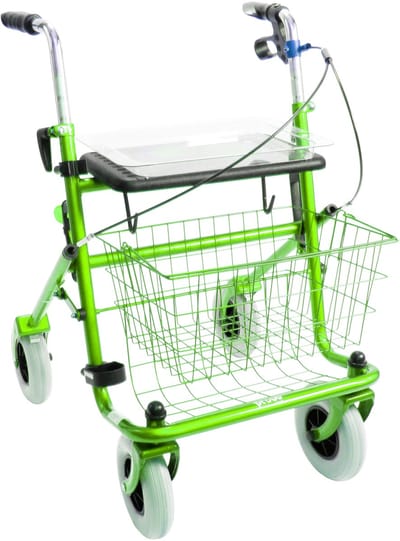 Rollator 43 cm zitbreedte - Premis Provo - Tot 120 kg - In hoogte verstelbaar - Voorzien van Eenzijdige rem Links - Metallic Appelgroen