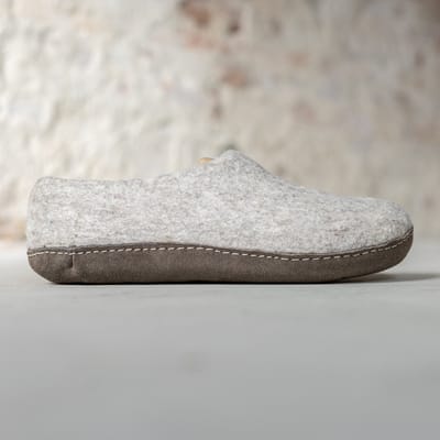 Vilten Heren Pantoffel Ravi - Lichtgrijs - Maat 42 - Zachte Zool
