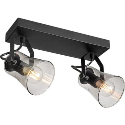 Home Sweet Home - Industriële Plafondspots - zwart - Met 2 E14 Fitting - Metaal en Glas Spotlights - 27 x 18 x 18.5cm - Voor woonkamer en