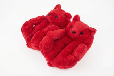 Grappige pantoffels | Beren sloffen | Rood | One size fits all maat 32 t/m 38 voor Kinderen, Dames en Heren | Beer Pantoffel | Pluche dierenpantoffels | zachte binnenschoenen | Sloffen en Pantoffels maat 32, 33, 34, 35, 36, 37, 38