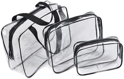 Dailygoods- Toilettas Waterdicht - Set van 3 Doorzichtige Toilettassen - Opbergtas voor Reizen - PVC - Slijtvast - Transparant Ontwerp