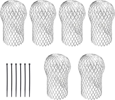Set van 6 Regenafvoeren met Bladbescherming en Vallen voor Afvoerpijpen van 3-15 cm