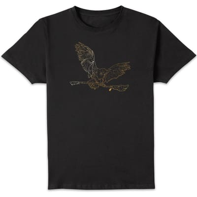 Harry Potter Hedwig Broom Gold t-shirt - Zwart - S
