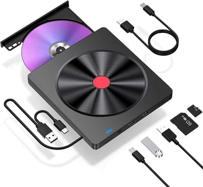 SCH® Externe DVD Speler voor Laptop - Externe DVD Speler - DVD Speler - Zwart- ‎15cm x 16cm x 2 cm