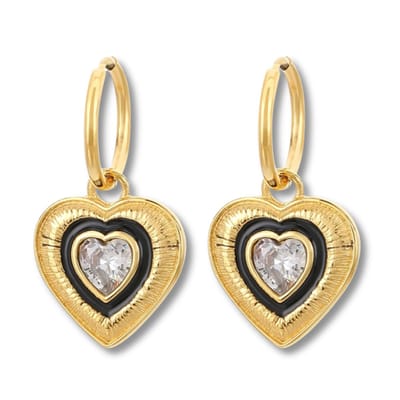Marama - Oorbellen Four Hearts - Stainless Steel met Gouden Plating - Nikkelvrij - Oorhangers dames - Cadeau Dames