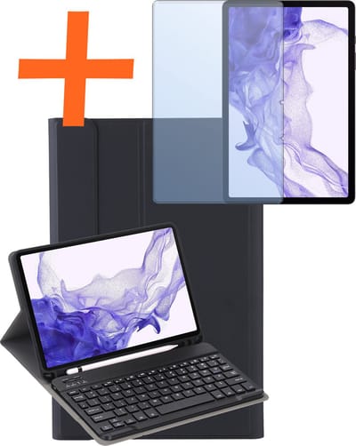 Hoes Geschikt voor Samsung Galaxy Tab S9 Hoes Toetsenbord Hoes Case Book Cover Hoesje Met Screenprotector - Hoesje Geschikt voor Samsung Tab S9 Keyboard Hoes - Zwart