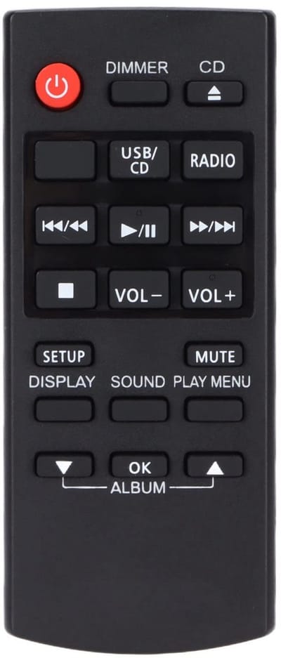 Allecto - Afstandsbediening - Vervangend model voor Stereo Sound System - Eenvoudig in gebruik - Geschikt voor Panasonic - Mini afstandsbediening