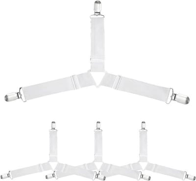 Verstelbare bedlakenspanners met clip - 4 stuks elastische spanbanden voor beddengoed en matrassen