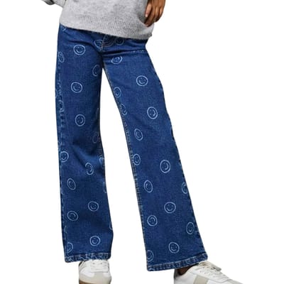 Kids Only Juicy Wide Leg Smiley Jeans Meisjes - Maat 140