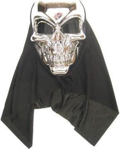 Horror masker doodshoofd zilver met doek