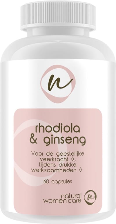 Natural Women Care - Rhodiola & Ginseng - Geeft energie bij lusteloosheid - Voor tijden van stress en onrust - Rhodiola rosea - Siberische ginseng