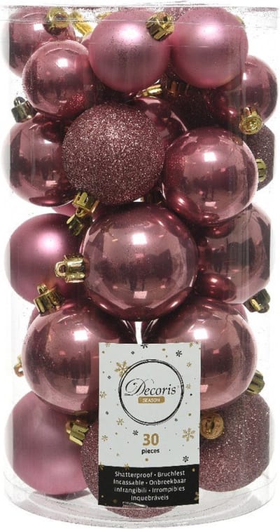 Decoris kerstballenset - 30 stuks - 4/5/6cm - kunststof