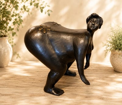 Dikke Dame Kijkt Naar Rechts - Bronzen beeld - 16 x 11 x 19 cm