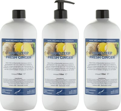 Handzeep Fresh Ginger 1 liter - met gratis pomp - set van 3 stuks