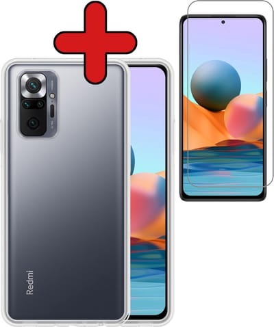 Hoesje - Met Screenprotector - Geschikt voor Xiaomi Redmi Note 10 Pro - Sterk & Shockproof - Telefoon Hoes - Back Cover - Siliconen Case - Telefoonhoes - Transparant