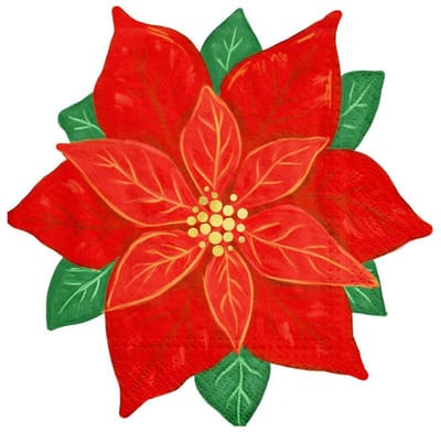 10 kerstservetten in de vorm van een poinsettia, 25x25 cm