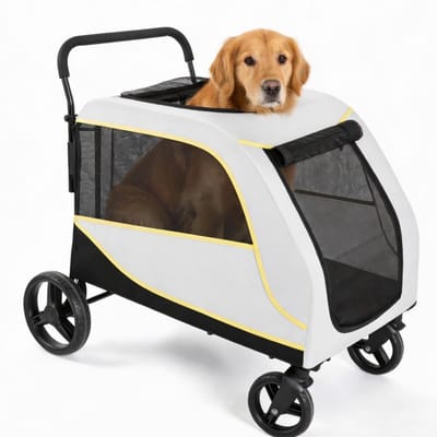 HoerFuriy Hondenbuggy voor Grote Honden - Opvouwbaar - Belastbaar tot 80kg - All-Terrain Hondenwagen - Grijs