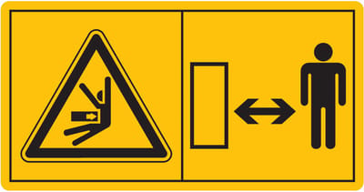 Combinatie-etiket blijf buiten het zwenkbereik van de machine, hou veilige afstand sticker 35 x 68 mm - liggend