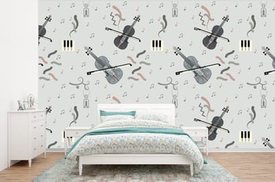 Behang - Fotobehang Patroon - Muziek - Viool - Breedte 320 cm x hoogte 240 cm