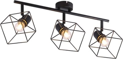 Glitzerlife - Plafondspot Plafondlamp - 3x E14 Opbouwspots - draaibaar 90° & 350° verstelbaar - Modern metalen plafondlamp Ø64,8cm voor woonkamer slaapkamer keuken kantoor zwart