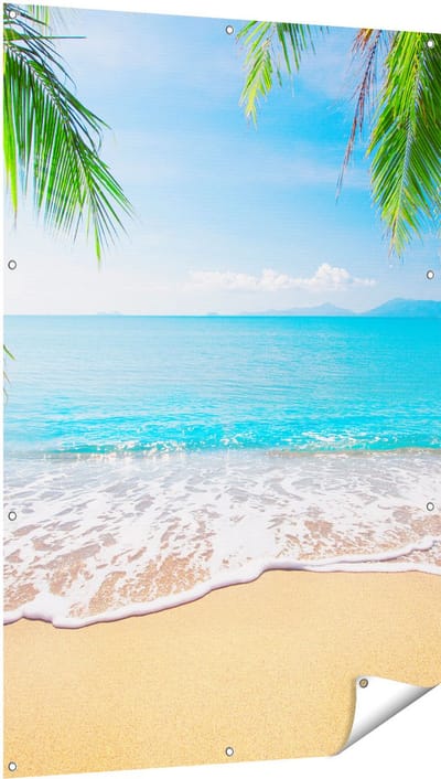 Gards Tuinposter Tropisch Strand en Zee - 100x150 cm - Tuindoek - Tuindecoratie - Wanddecoratie buiten - Tuinschilderij