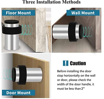 Moderne Deurstoppers van Roestvrij Staal - 6.5cm Cilindrische Deurstoppers met Rubber Bumper voor Plinten