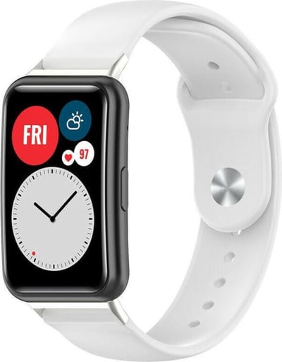 Strap-it Siliconen sport bandje - geschikt voor Huawei Watch Fit / Huawei Watch Fit New - wit