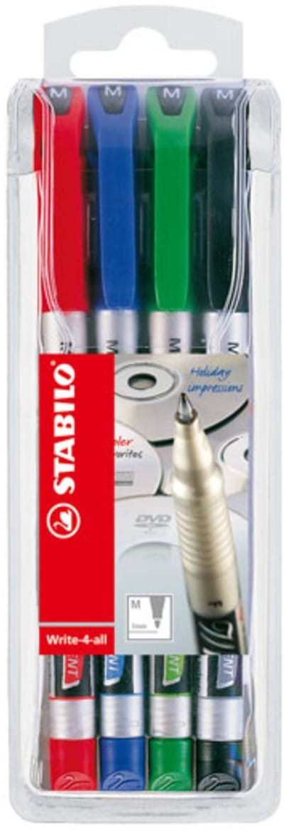 STABILO Write-4-All - Permanente Marker - M Punt 1,0 mm - Met 4 Verschillende Kleuren