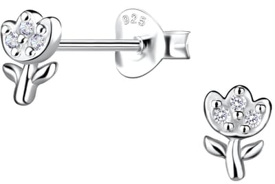 Joy|S - Zilveren bloem oorbellen - bloemetje oorknopjes - 4 x 6 mm - zirkonia - sterling zilver 925