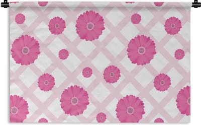 Wandkleed - Wanddoek - Bloemen - Patronen - Pastel - 90x60 cm - Wandtapijt