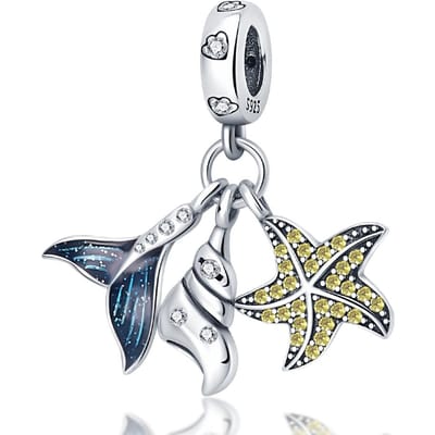 Véritable Charme Cuivre Queue de Poisson Coquillage Étoile de Mer Perle S'adapte au Charme Bracelet Plata Pour Femmes Bijoux pour Femmes Fabrication Artisanale DoItYourself blanc
