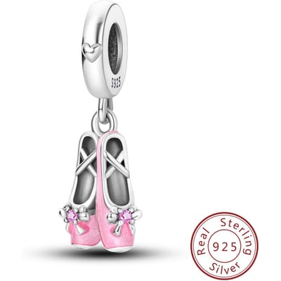 Pendentif Chaussure de Ballet Rose Cuivre Authentique Pièce Charms Décoratifs Éléments Perles Bijoux Convient Pour Bracelet Authentique Style Pièce de Collier Pour white