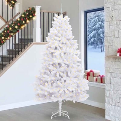 vidaXL Kunstmatige Inklapbare Kerstboom Wit 270 cm PVC en staal