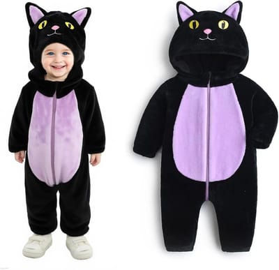 Schattig kattenkostuum voor kinderen - Eenpijs Halloween kostuum voor jongens en meisjes, perfect voor themafeesten, carnaval en verkleedpartijen