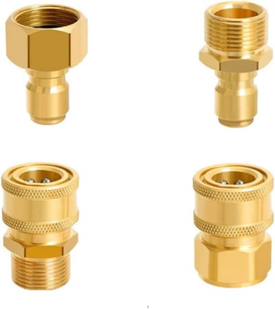 Set van 4 Messing Adapters voor Hoge Druk Reiniger - M22 15mm naar 3/8 Inch Conversie, Veilige Aansluitingen voor Slangen en Pompen, Universele Compatibiliteit