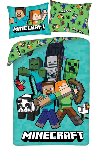 Minecraft Dekbedovertrek Fight Mode - 140 x 200 cm / 70 x 90 cm - Polyester