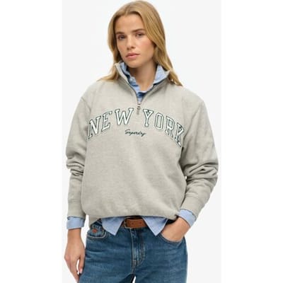 Superdry Athletic Essentials Applicatie Halve Rits Sweatshirt Grijs Grootte: 44