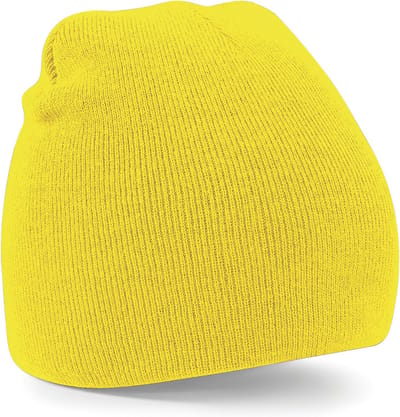 Beechfield pull-on beanie wintermuts - fel geel - volwassenen - 100% polyacryl - damesmuts/wintermuts
