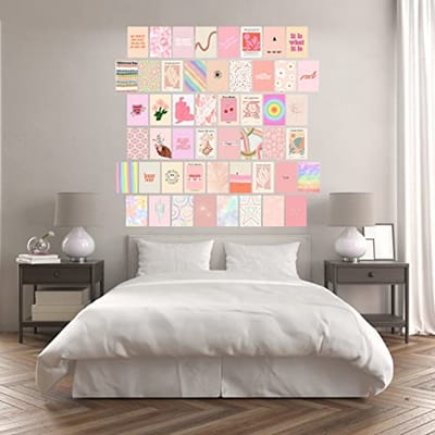 Pastel Wanddecoratie Set - 50 Esthetische Posters en Muurcollages voor Tienerkamers