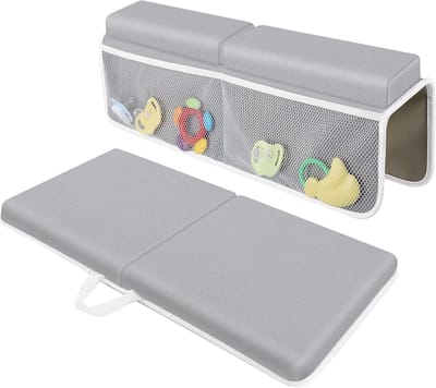 Bad Kniekussen - Kniebeschermer Babybadje - Babybad Tijd - Extra Dikke Vulling - 56 x 28 cm - Grijs