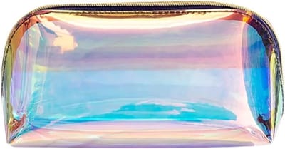 Fako Fashion - Make-up Tasje Holografisch Medium - Toilettas Regenboog - Transparant - Thermoplastic PU - 19x8x11cm - Waterproof - Regenboog